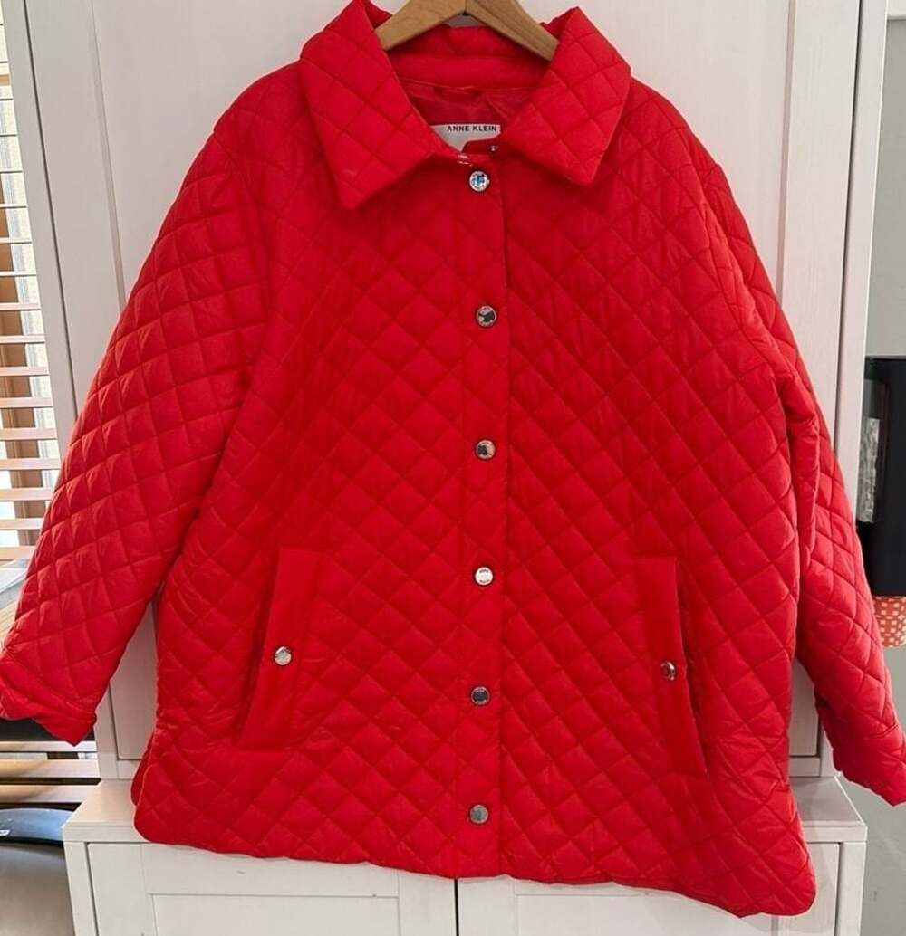 Anne Klein Red Quilted Snap Front Jacket Size XXL